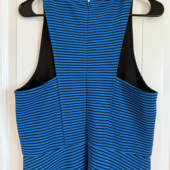 BCBG Royal blue and black striped modern swing dress a-line women's size L - Picture 4 of 7